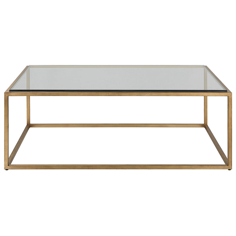 Uttermost 25195 Coffee Table, Brushed Gold Leaf
