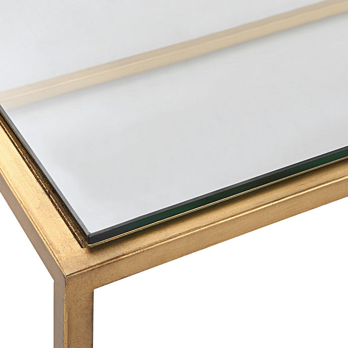 Uttermost 25195 Coffee Table, Brushed Gold Leaf
