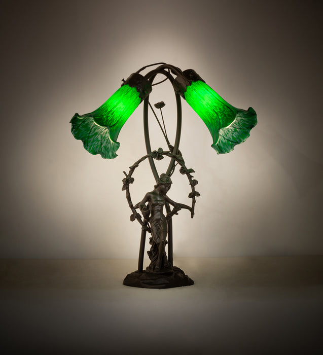Meyda Tiffany 109514 Two Light Table Lamp, Mahogany Bronze
