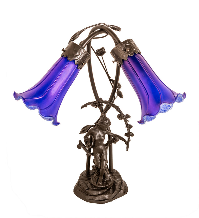 Meyda Tiffany 115880 Two Light Table Lamp, Mahogany Bronze