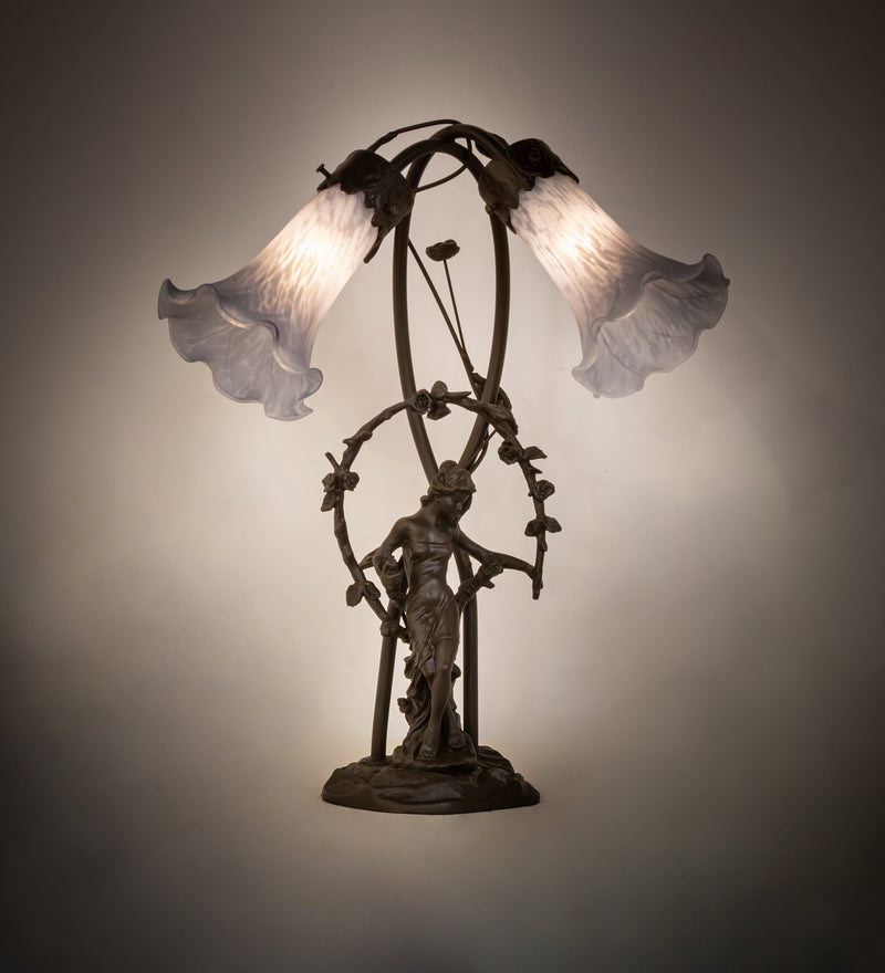 Meyda Tiffany 142212 Two Light Table Lamp, Mahogany Bronze