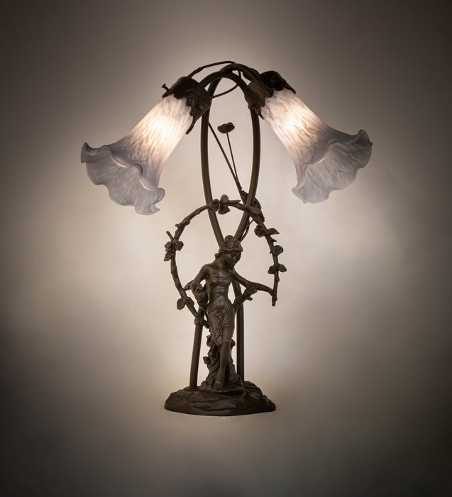 Meyda Tiffany 142212 Two Light Table Lamp, Mahogany Bronze