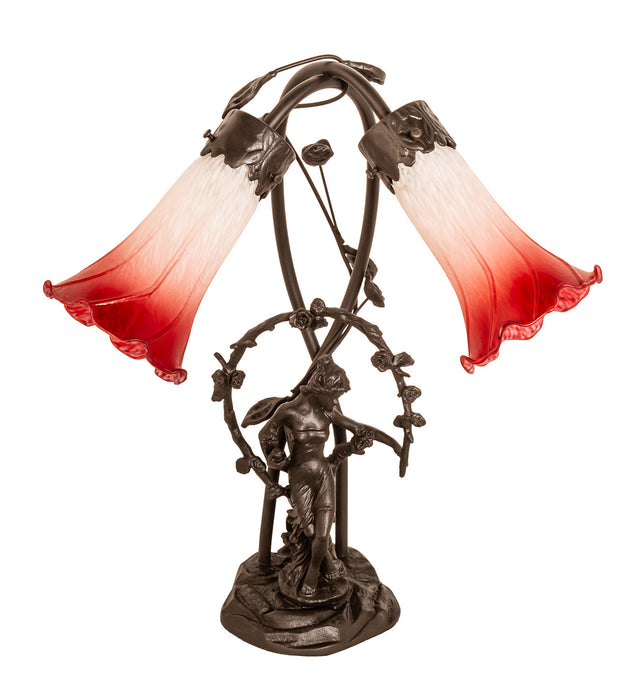 Meyda Tiffany 144697 Two Light Table Lamp, Mahogany Bronze