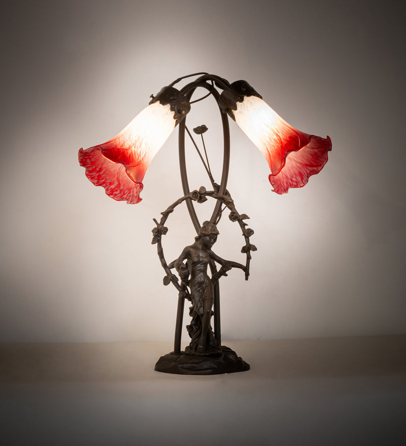 Meyda Tiffany 144697 Two Light Table Lamp, Mahogany Bronze
