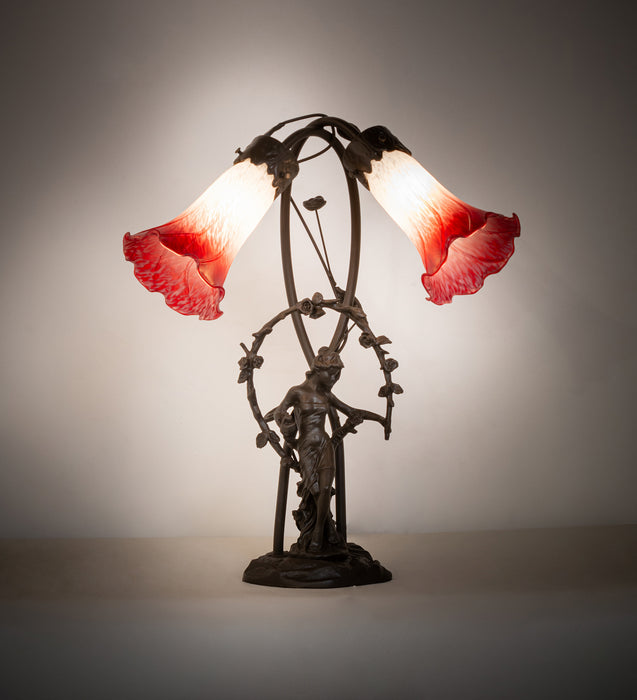 Meyda Tiffany 144697 Two Light Table Lamp, Mahogany Bronze