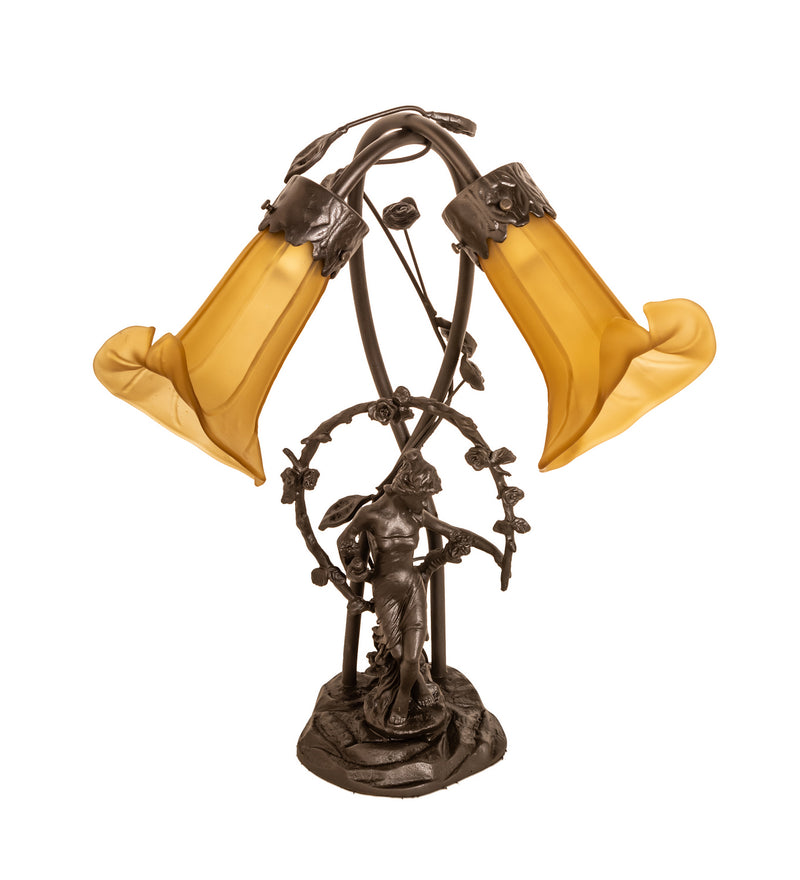 Meyda Tiffany 16362 Two Light Table Lamp, Mahogany Bronze