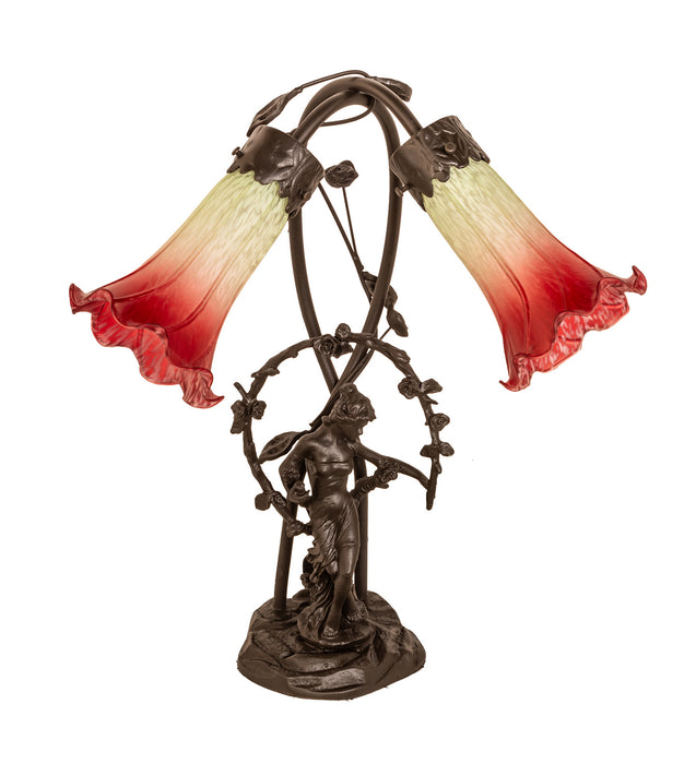 Meyda Tiffany 251671 Two Light Table Lamp, Mahogany Bronze