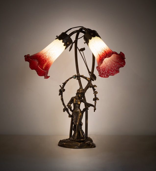 Meyda Tiffany 251671 Two Light Table Lamp, Mahogany Bronze