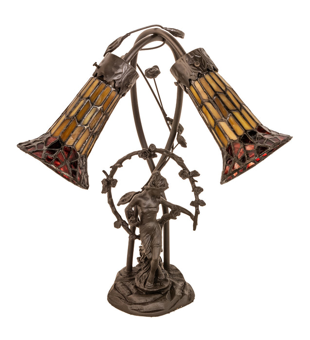 Meyda Tiffany 251672 Two Light Table Lamp, Mahogany Bronze