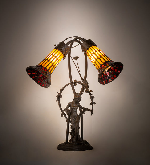 Meyda Tiffany 251672 Two Light Table Lamp, Mahogany Bronze