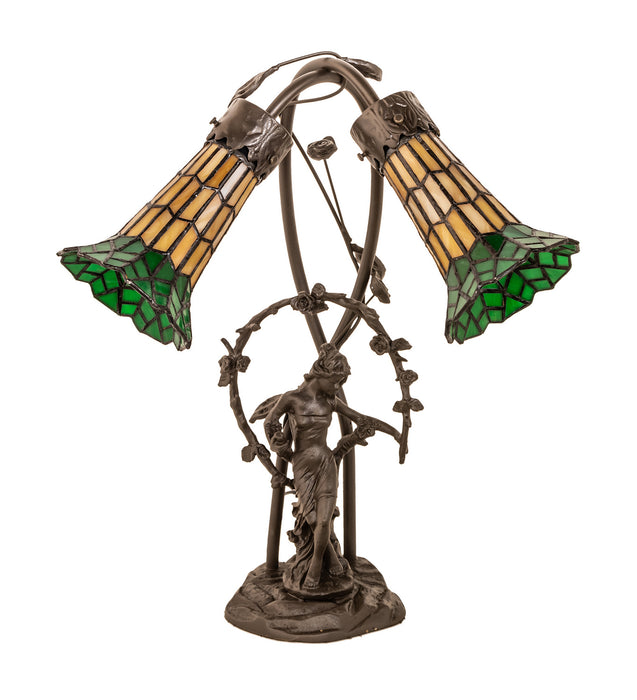 Meyda Tiffany 251675 Two Light Table Lamp, Mahogany Bronze