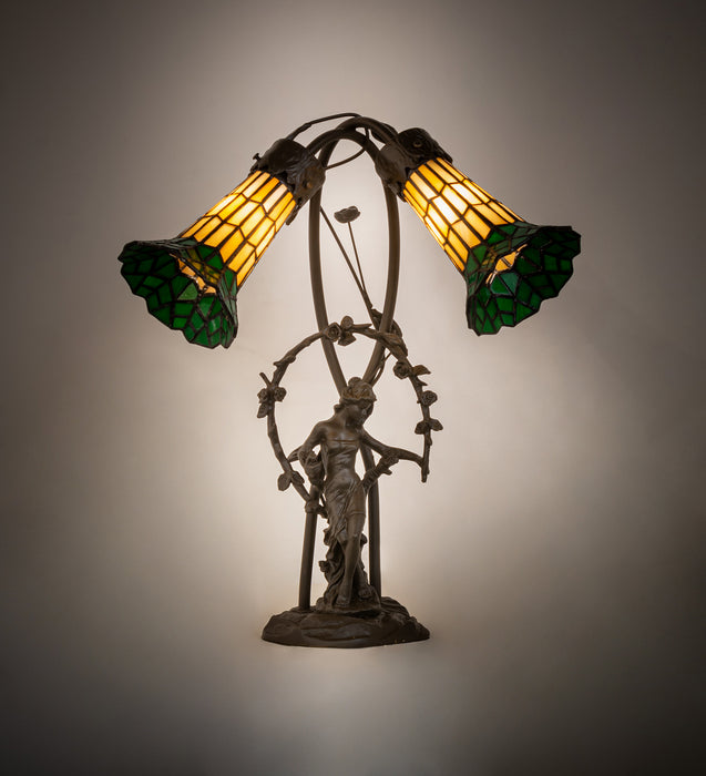 Meyda Tiffany 251675 Two Light Table Lamp, Mahogany Bronze