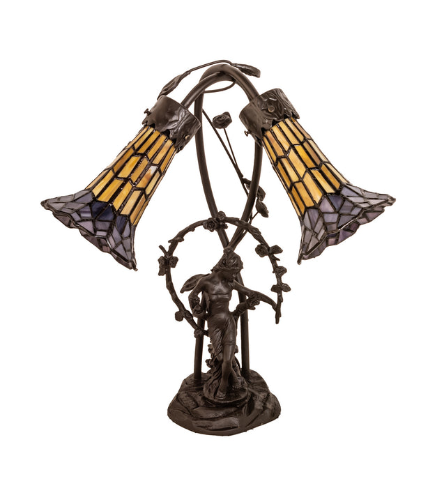 Meyda Tiffany 251676 Two Light Table Lamp, Mahogany Bronze
