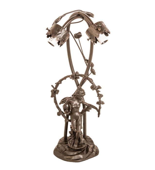 Meyda Tiffany 251676 Two Light Table Lamp, Mahogany Bronze