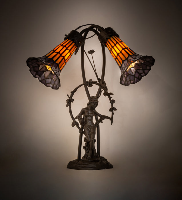 Meyda Tiffany 251676 Two Light Table Lamp, Mahogany Bronze