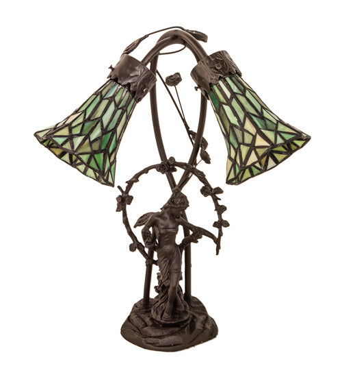 Meyda Tiffany 251677 Two Light Table Lamp, Mahogany Bronze