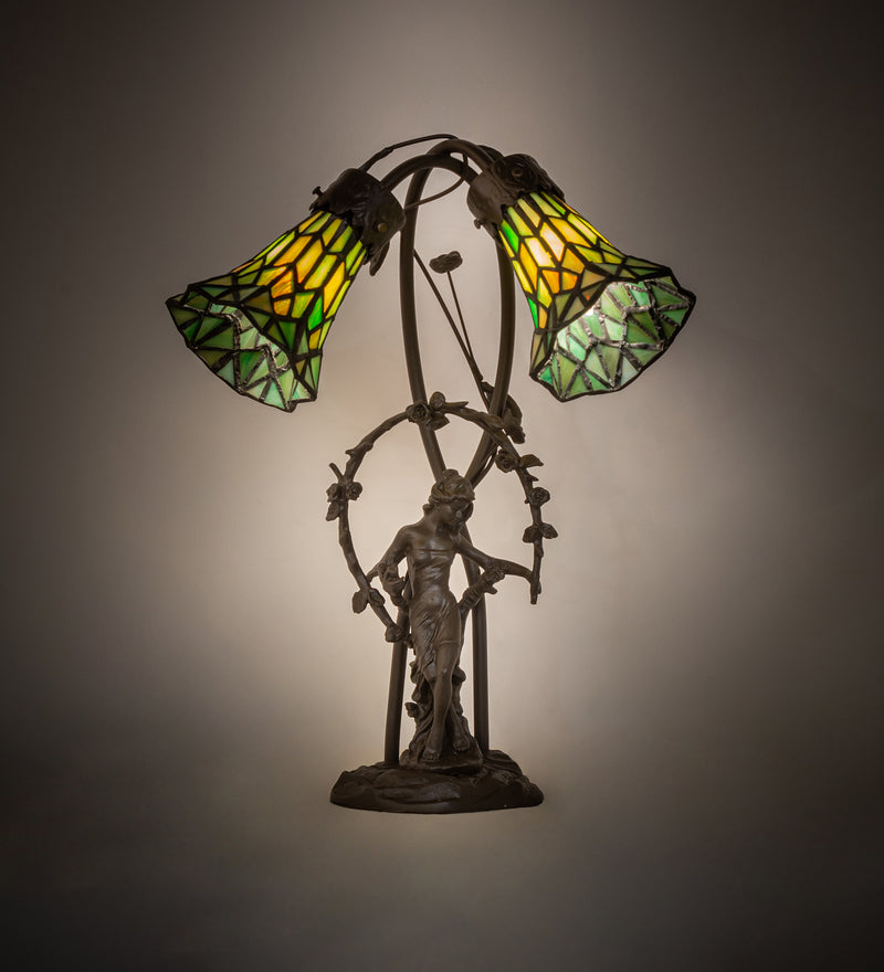 Meyda Tiffany 251677 Two Light Table Lamp, Mahogany Bronze