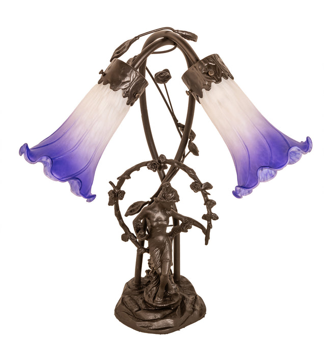 Meyda Tiffany 251856 Two Light Table Lamp, Mahogany Bronze