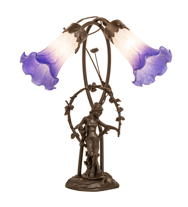 Meyda Tiffany 251856 Two Light Table Lamp, Mahogany Bronze