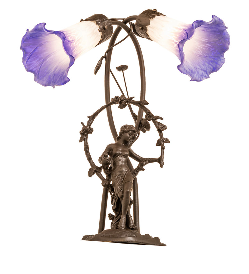 Meyda Tiffany 251856 Two Light Table Lamp, Mahogany Bronze