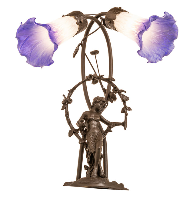 Meyda Tiffany 251856 Two Light Table Lamp, Mahogany Bronze