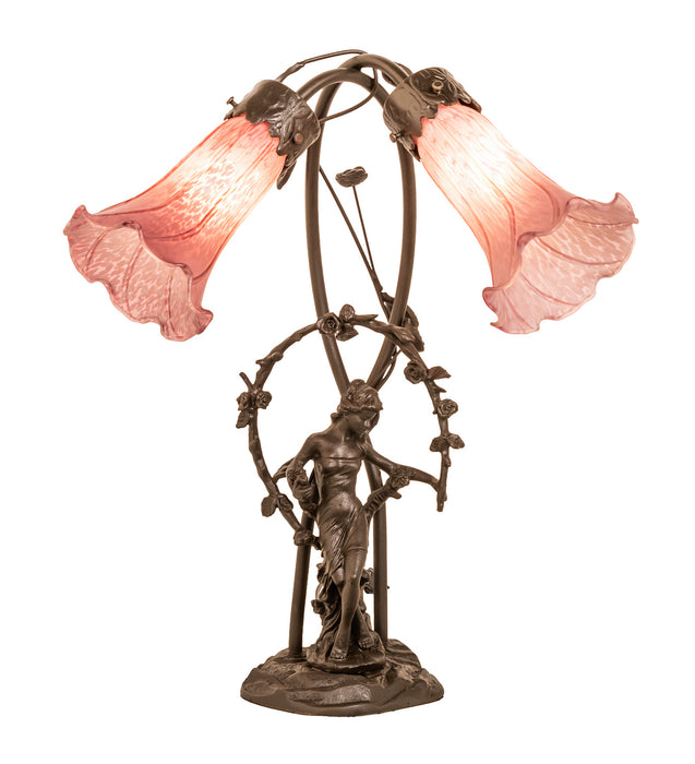Meyda Tiffany 38267 Two Light Table Lamp, Mahogany Bronze