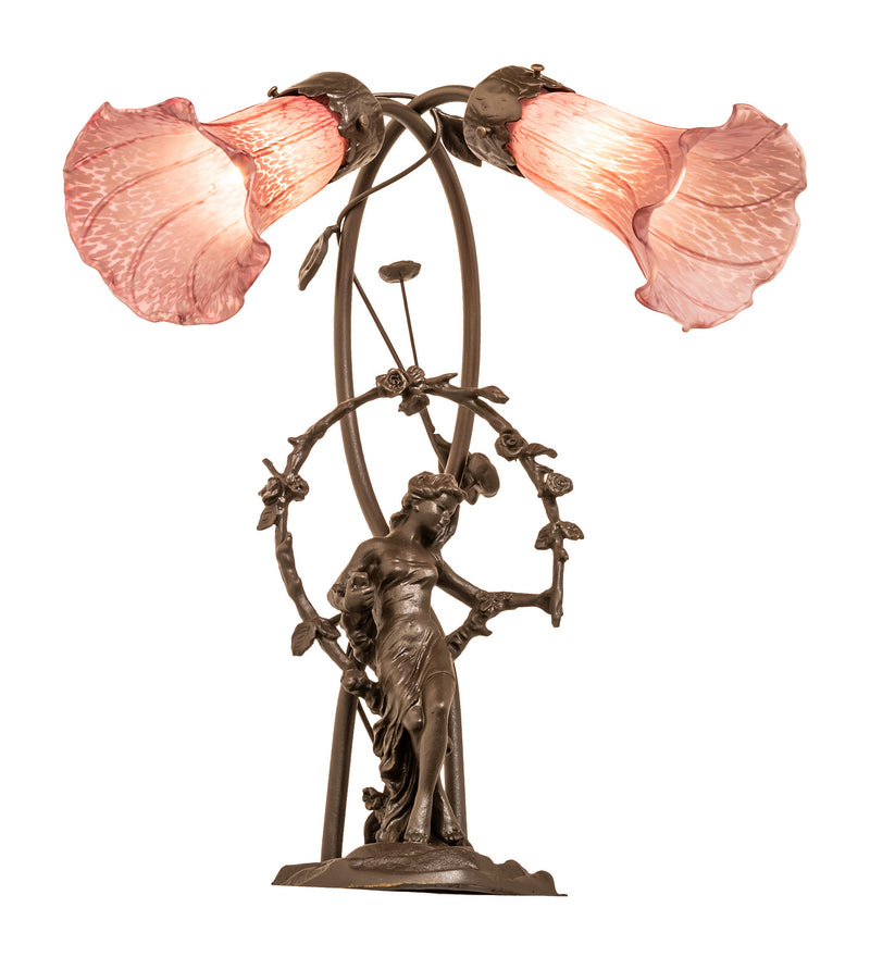 Meyda Tiffany 38267 Two Light Table Lamp, Mahogany Bronze