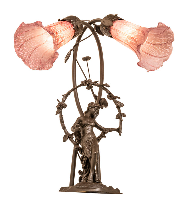 Meyda Tiffany 38267 Two Light Table Lamp, Mahogany Bronze