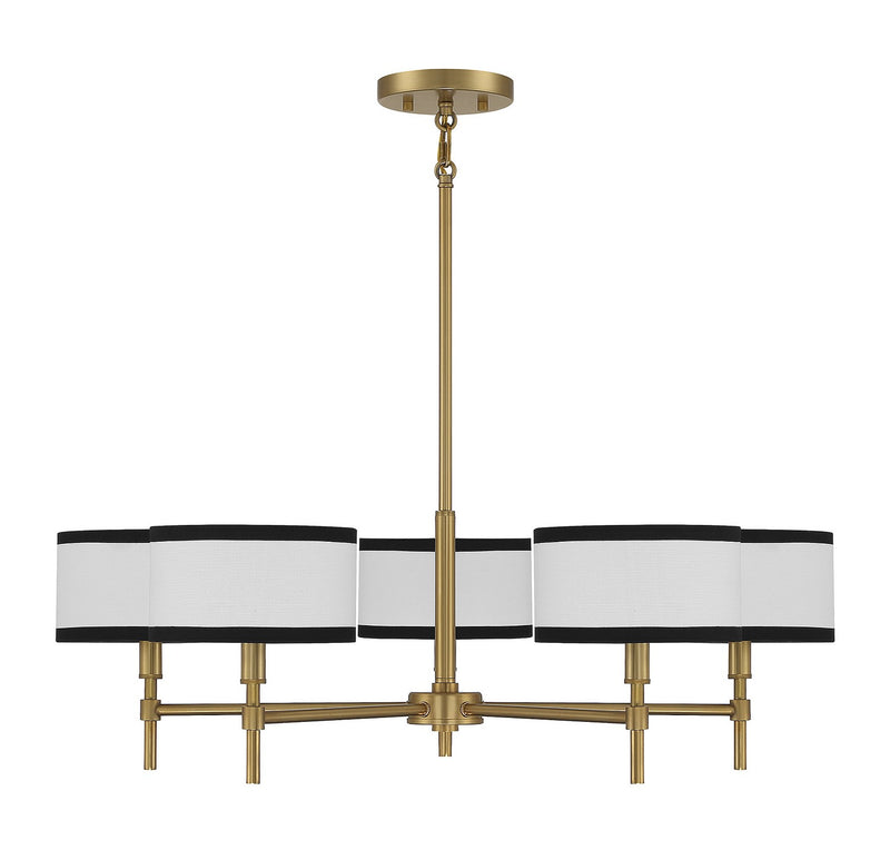 Meridian M10011NB Five Light Chandelier, Natural Brass