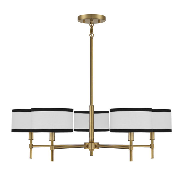 Meridian M10011NB Five Light Chandelier, Natural Brass