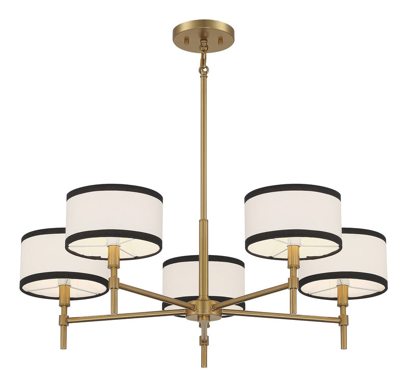 Meridian M10011NB Five Light Chandelier, Natural Brass