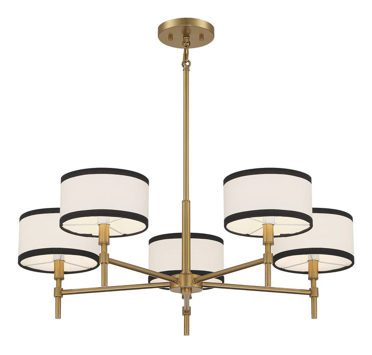 Meridian M10011NB Five Light Chandelier, Natural Brass