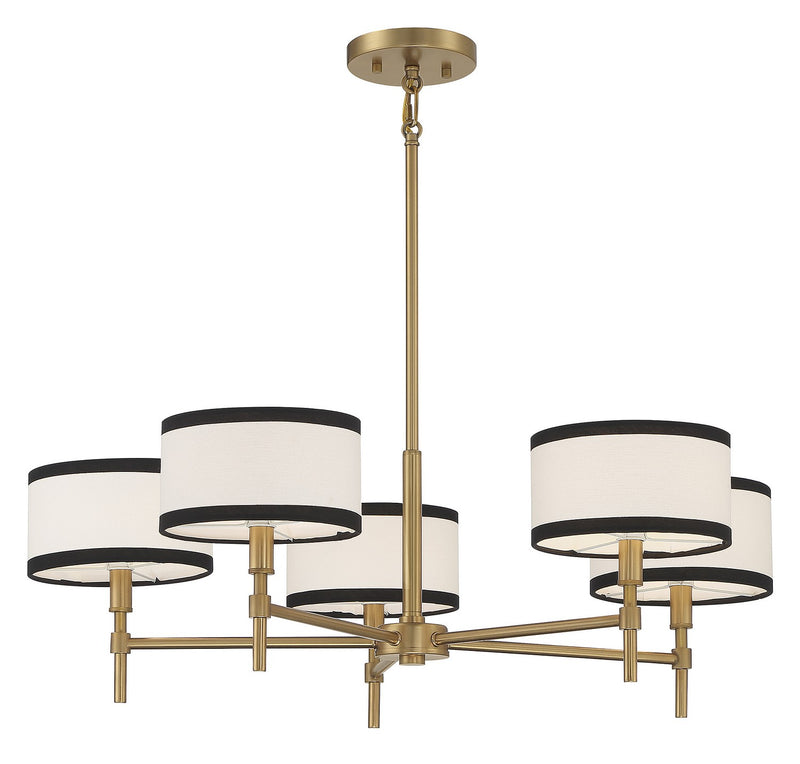 Meridian M10011NB Five Light Chandelier, Natural Brass