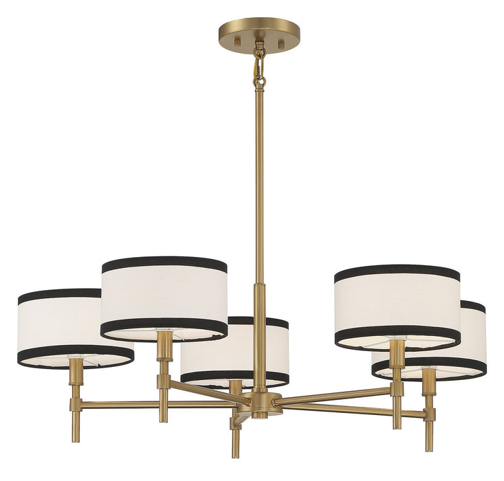 Meridian M10011NB Five Light Chandelier, Natural Brass