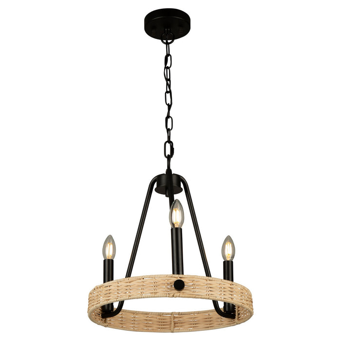 Artcraft AC11713BK Three Light Chandelier, Black
