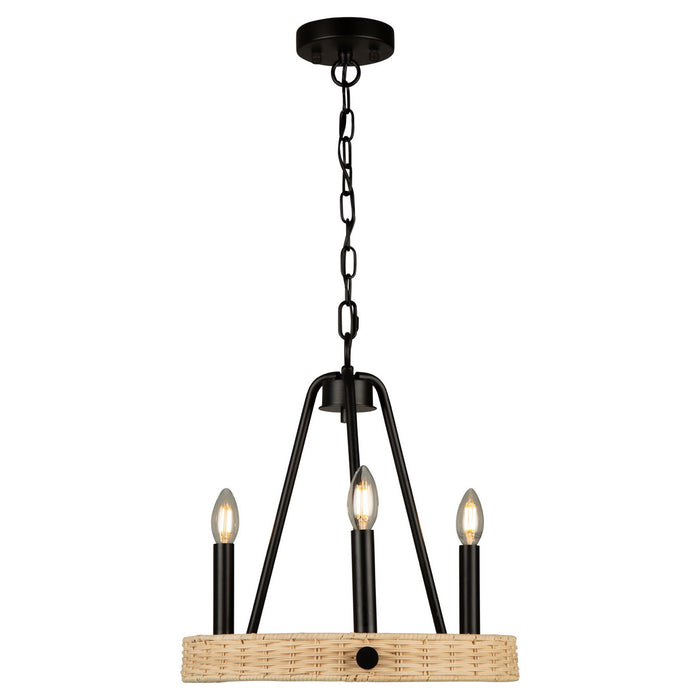 Artcraft AC11713BK Three Light Chandelier, Black