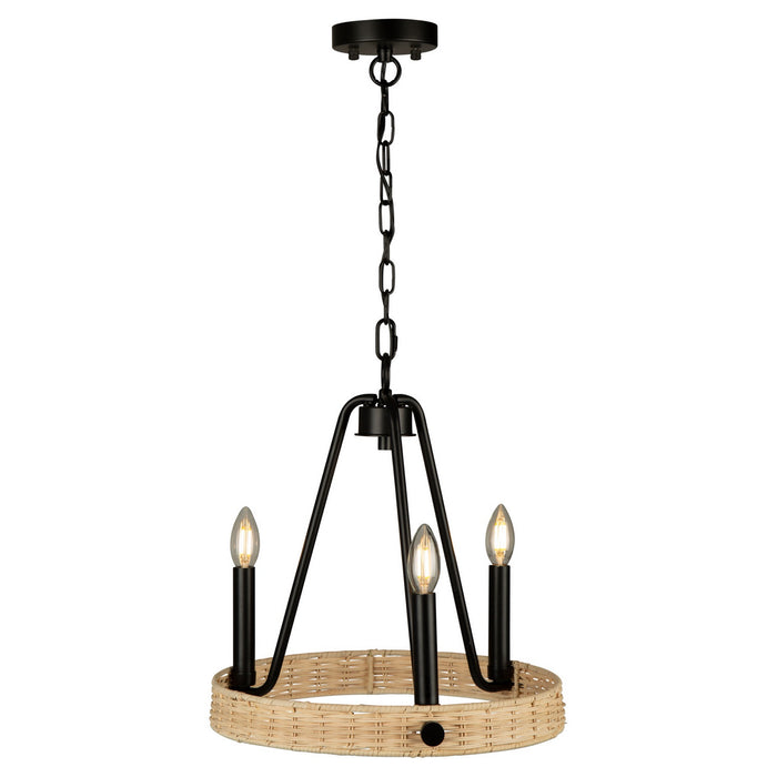 Artcraft AC11713BK Three Light Chandelier, Black