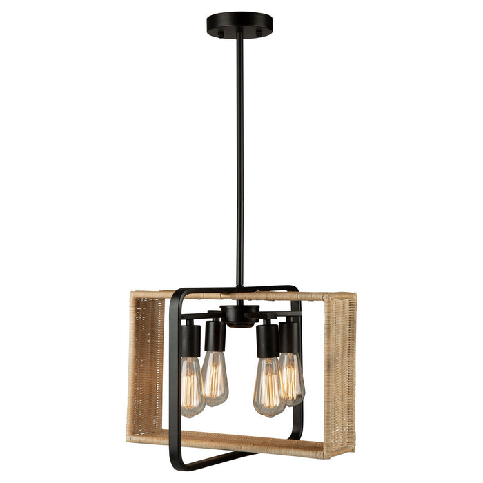 Artcraft AC11714BK Four Light Pendant, Black