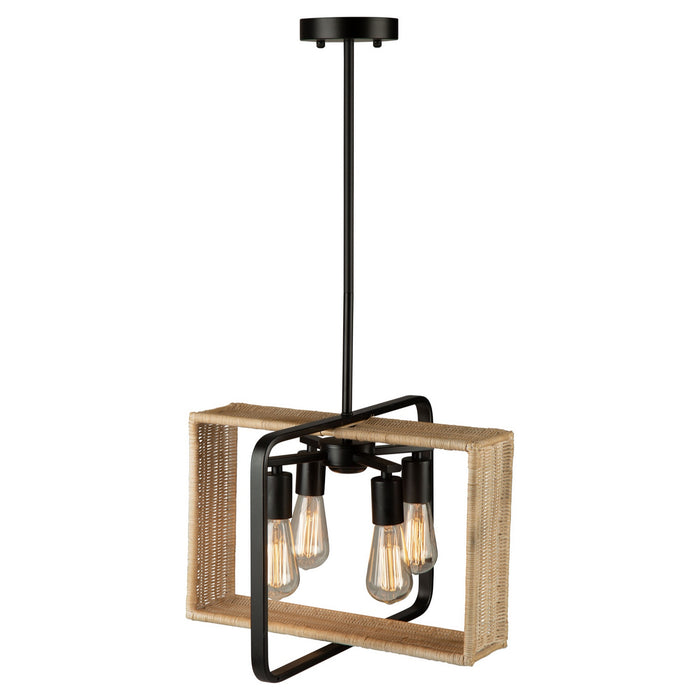 Artcraft AC11714BK Four Light Pendant, Black