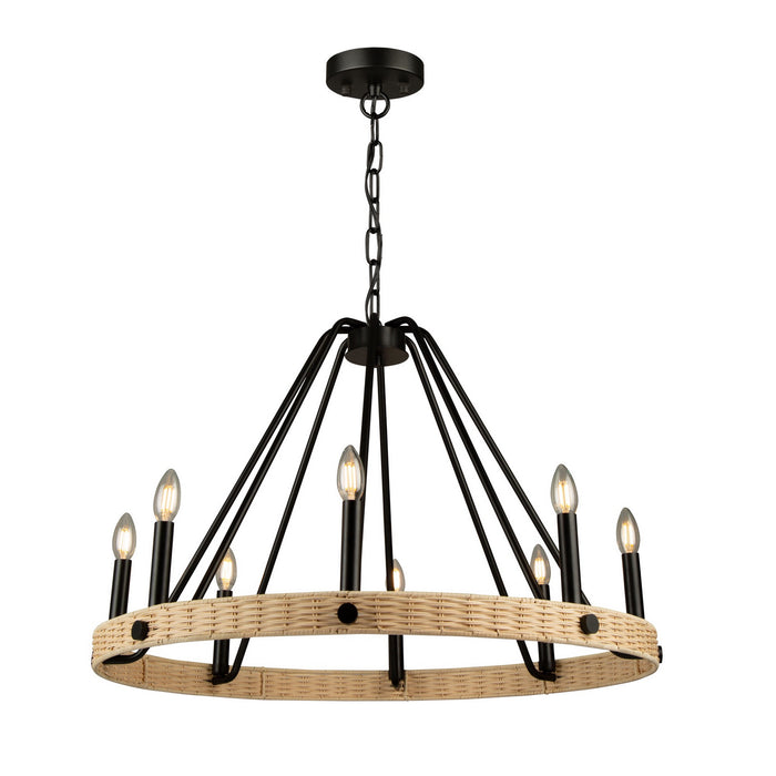 Artcraft AC11718BK Eight Light Chandelier, Black