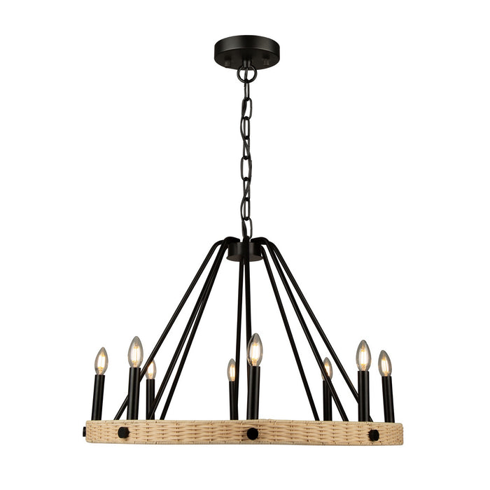 Artcraft AC11718BK Eight Light Chandelier, Black