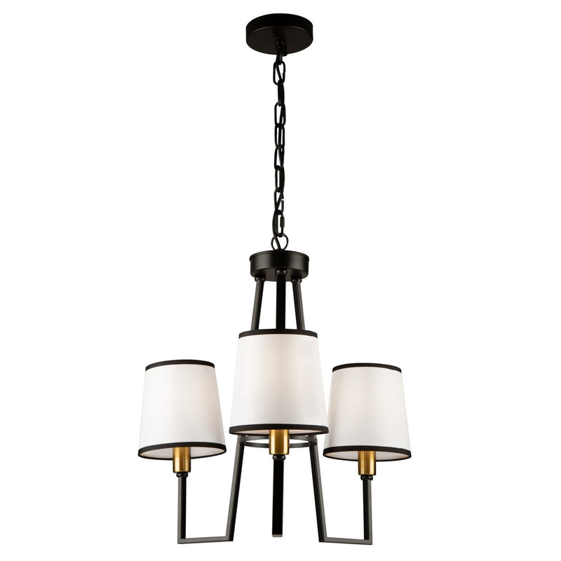 Artcraft SC13343BK Three Light Chandelier, Gold, Black