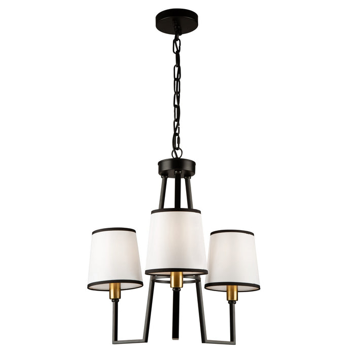 Artcraft SC13343BK Three Light Chandelier, Gold, Black
