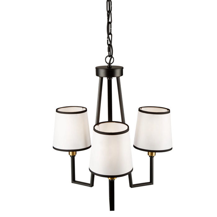 Artcraft SC13343BK Three Light Chandelier, Gold, Black