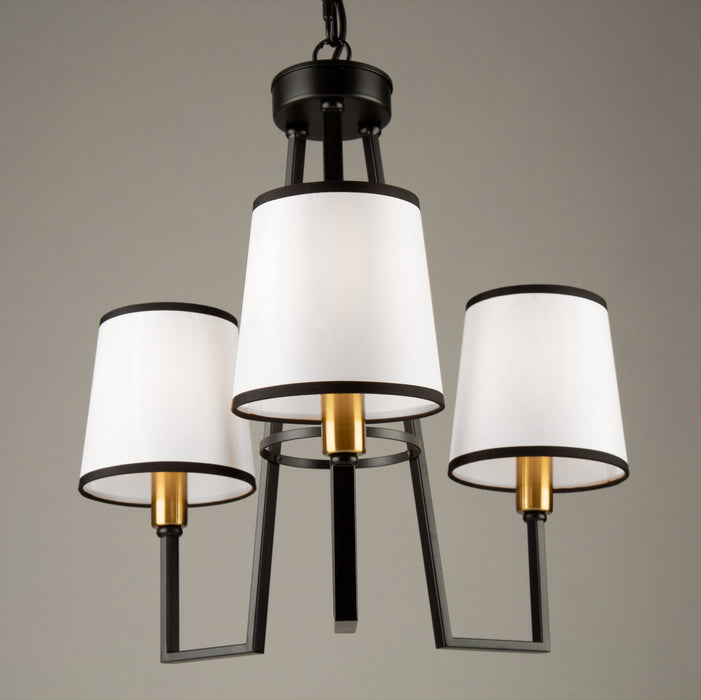 Artcraft SC13343BK Three Light Chandelier, Gold, Black