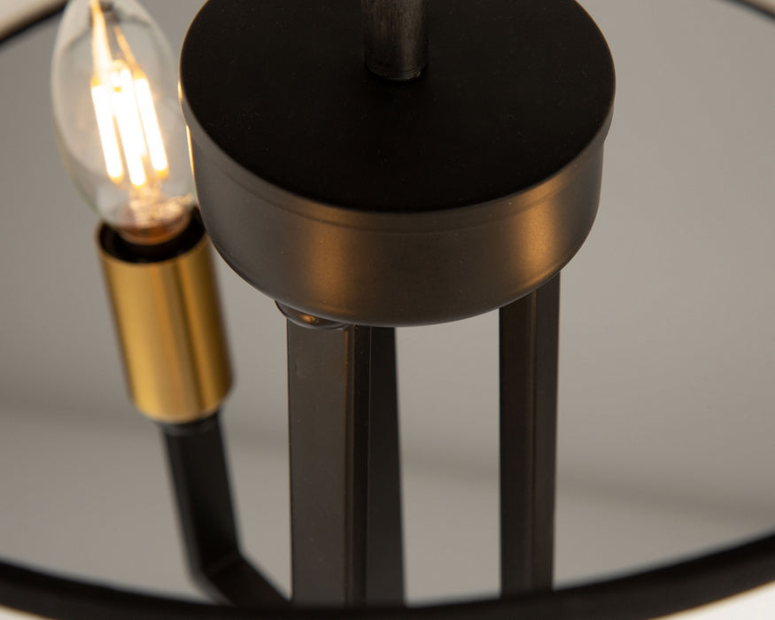 Artcraft SC13344BK Three Light Semi-Flush Mount, Gold, Black
