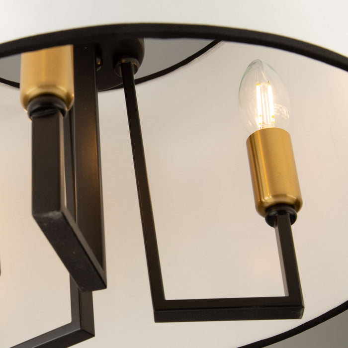 Artcraft SC13344BK Three Light Semi-Flush Mount, Gold, Black