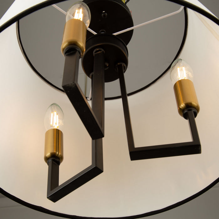 Artcraft SC13344BK Three Light Semi-Flush Mount, Gold, Black