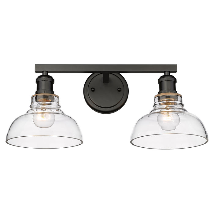 Golden 0305-BA2 BLK-CLR Two Light Bath Vanity, Matte Black