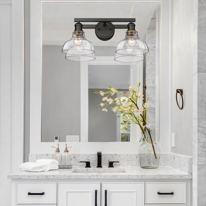 Golden 0305-BA2 BLK-CLR Two Light Bath Vanity, Matte Black